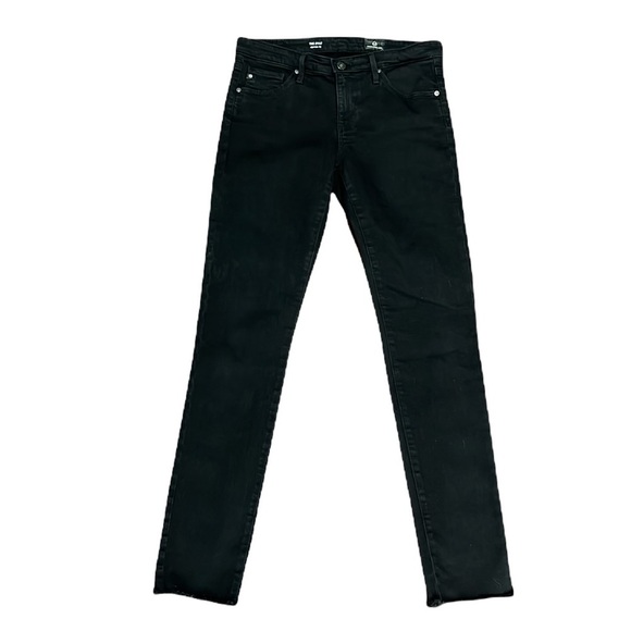Ag Adriano Goldschmied The Stilt Cigarette Leg Black Raw Hem Jeans Size 27 - Picture 1 of 9